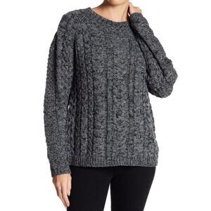 John + Jenn knit sweater chunky knit jumper marled grey cable large